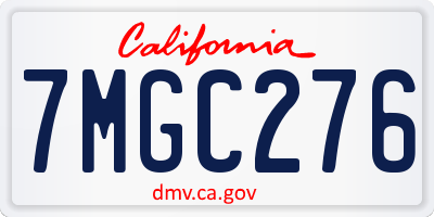 CA license plate 7MGC276