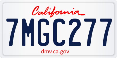 CA license plate 7MGC277