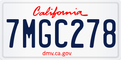 CA license plate 7MGC278