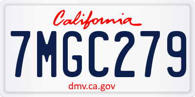 CA license plate 7MGC279