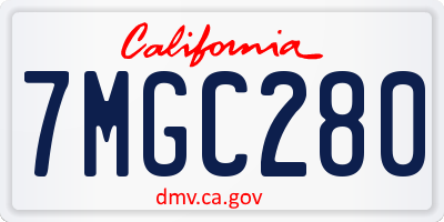 CA license plate 7MGC280