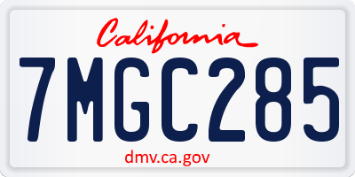 CA license plate 7MGC285