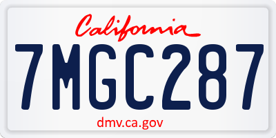 CA license plate 7MGC287