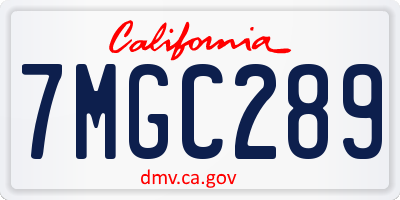 CA license plate 7MGC289