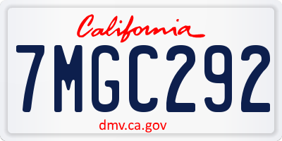 CA license plate 7MGC292