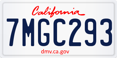 CA license plate 7MGC293