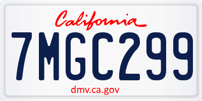 CA license plate 7MGC299