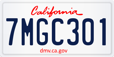 CA license plate 7MGC301