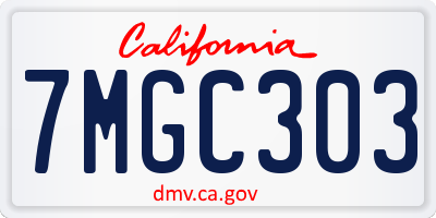 CA license plate 7MGC303