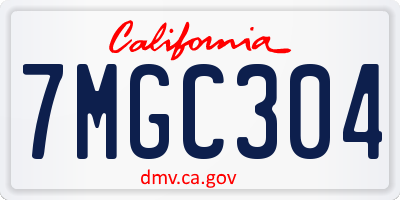 CA license plate 7MGC304