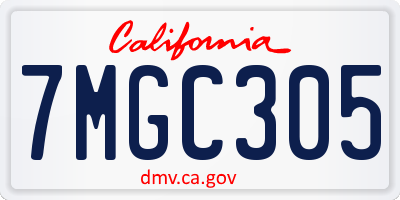 CA license plate 7MGC305