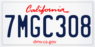 CA license plate 7MGC308