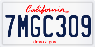 CA license plate 7MGC309