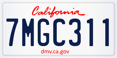 CA license plate 7MGC311