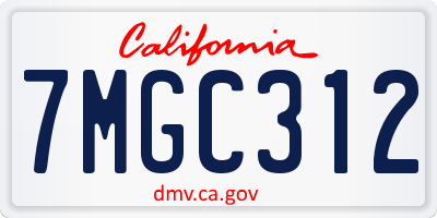 CA license plate 7MGC312