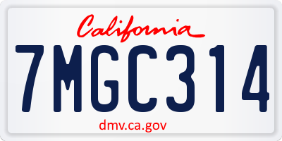 CA license plate 7MGC314