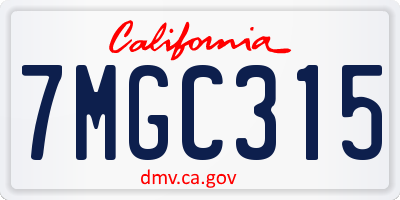 CA license plate 7MGC315