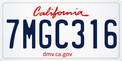 CA license plate 7MGC316