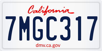 CA license plate 7MGC317