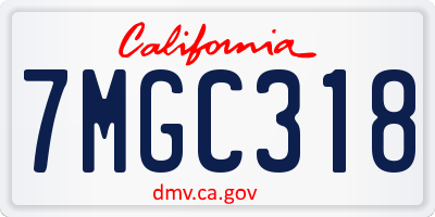 CA license plate 7MGC318