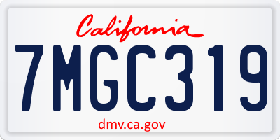 CA license plate 7MGC319