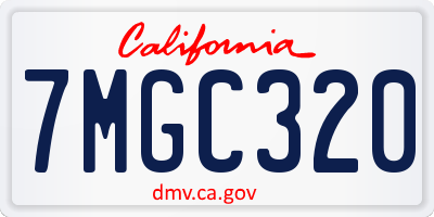 CA license plate 7MGC320