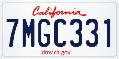 CA license plate 7MGC331