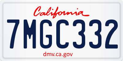 CA license plate 7MGC332