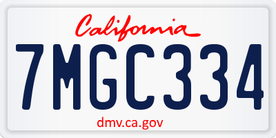 CA license plate 7MGC334