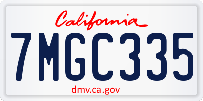 CA license plate 7MGC335