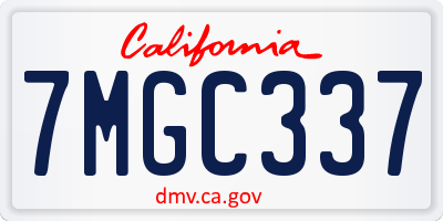 CA license plate 7MGC337