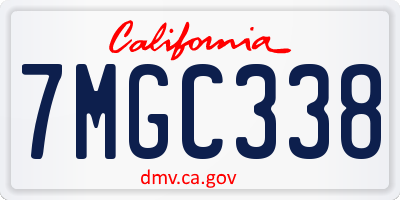 CA license plate 7MGC338