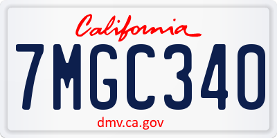 CA license plate 7MGC340