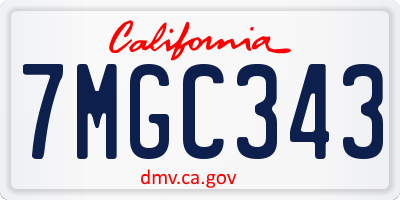 CA license plate 7MGC343