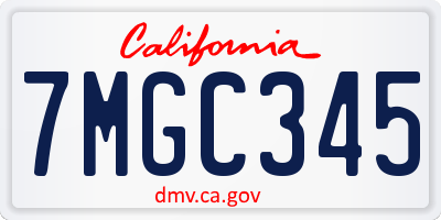 CA license plate 7MGC345