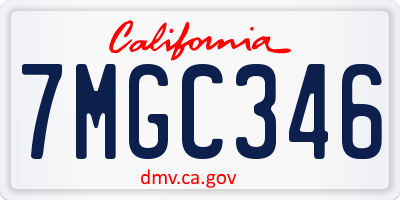 CA license plate 7MGC346