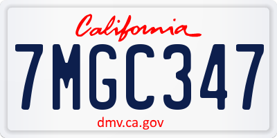 CA license plate 7MGC347