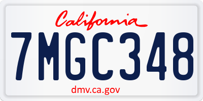 CA license plate 7MGC348