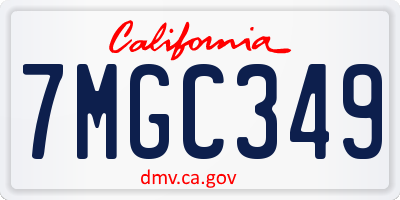 CA license plate 7MGC349