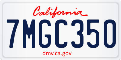 CA license plate 7MGC350