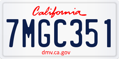 CA license plate 7MGC351