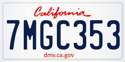 CA license plate 7MGC353