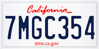 CA license plate 7MGC354