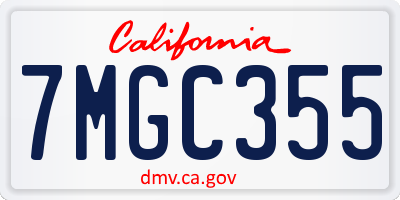 CA license plate 7MGC355