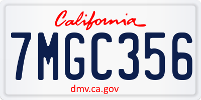 CA license plate 7MGC356