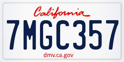 CA license plate 7MGC357