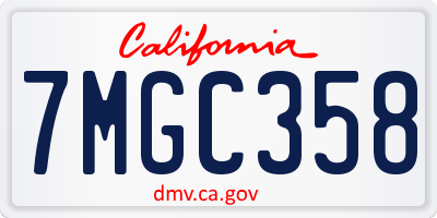 CA license plate 7MGC358