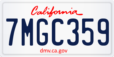 CA license plate 7MGC359