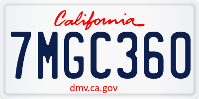 CA license plate 7MGC360