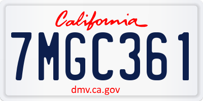 CA license plate 7MGC361